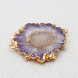 Amethyst Stalactite Gold Electroplated Double Loop Pendants