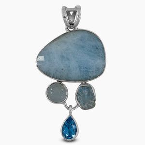 925 Sterling Silver Aquamarine Pendants