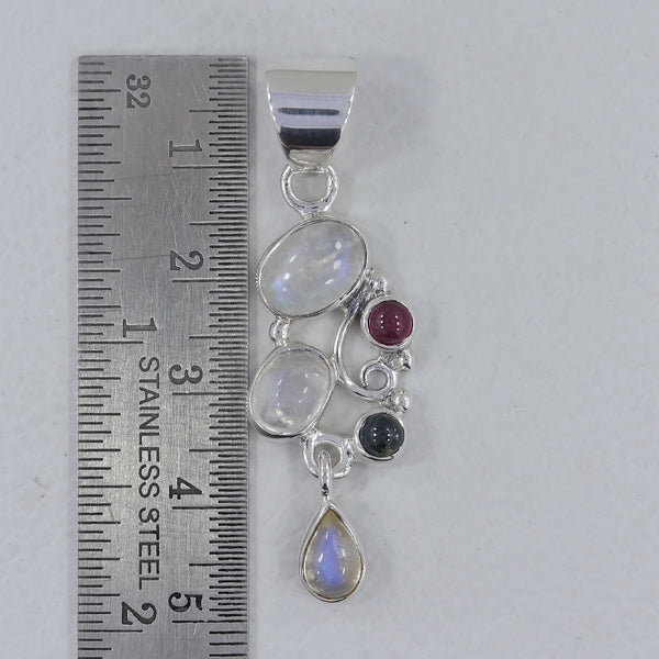 Rainbow Moonstone Silver Pendants