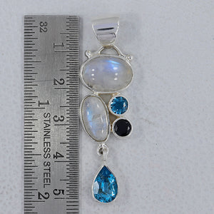 Rainbow Moonstone Silver Pendants