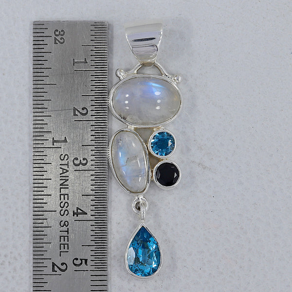 Rainbow Moonstone Silver Pendants