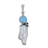 Larimar Gemstone Silver Pendant