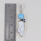 Larimar Gemstone Silver Pendant