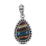 Rainbow Calsilica Gemstone Silver Pendant