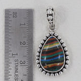 Rainbow Calsilica Gemstone Silver Pendant