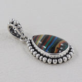 Rainbow Calsilica Gemstone Silver Pendant