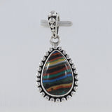 Rainbow Calsilica Gemstone Silver Pendant