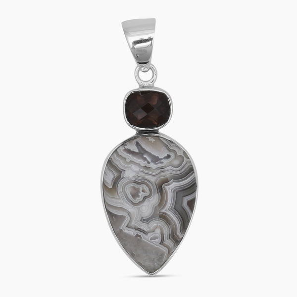 925 Silver Crazy Lace Agate Pendants