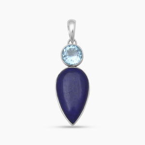 Blue Topaz & Lapis Lazuli Silver Pendants