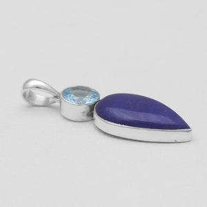 Blue Topaz & Lapis Lazuli Silver Pendants