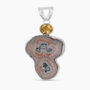 Amethyst Stalactite Slice Silver Pendants