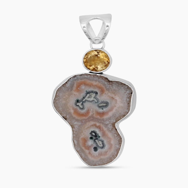 Amethyst Stalactite Slice Silver Pendants