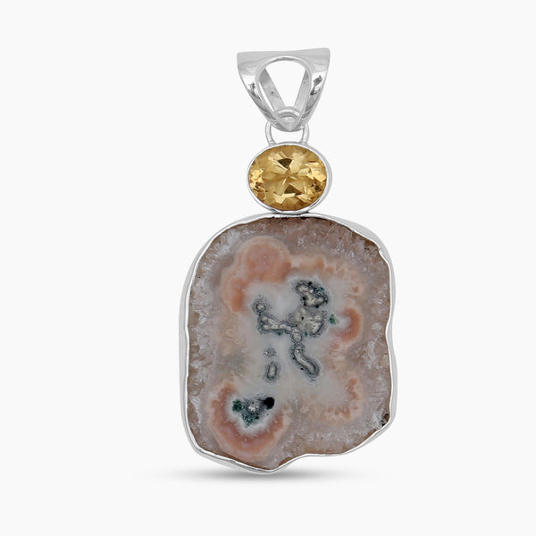 Amethyst Stalactite Slice Silver Pendants