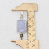 Blue Calcite Druzy Silver Pendants