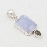 Blue Calcite Druzy Silver Pendants