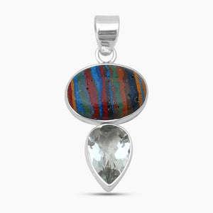 Rainbow Calsilica Silver Pendants