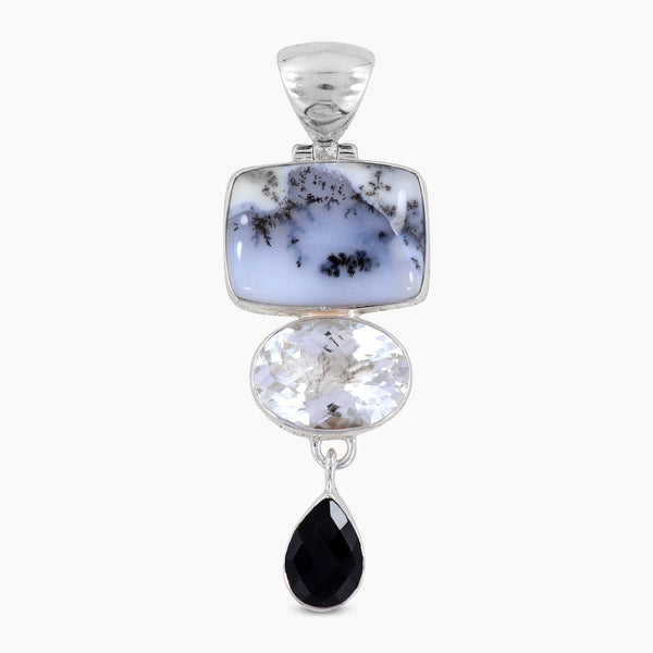925 Sterling Silver Dendritic Opal Pendants