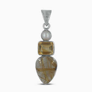 925 Silver Rutilated Quartz Pendants