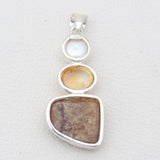 925 Silver Citrine Druzy & Pearl Pendants