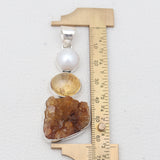 925 Silver Citrine Druzy & Pearl Pendants