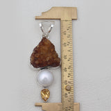 925 Silver Citrine Druzy & Pearl Pendants
