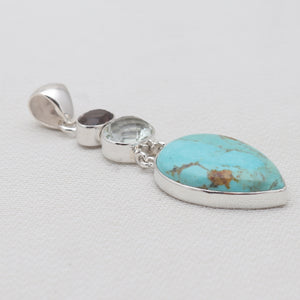 Boulder Turquoise Silver Pendants