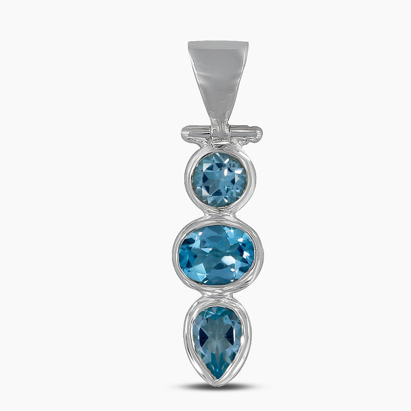 925 Sterling Silver Blue Topaz Pendants
