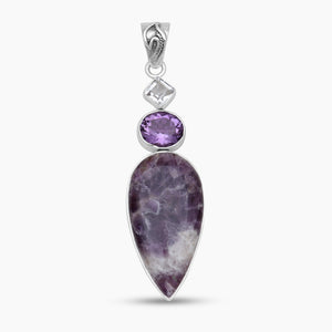 Natural Amethyst Lace Silver Pendants