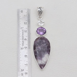 Natural Amethyst Lace Silver Pendants