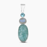 925 Sterling Silver Aquamarine Pendants