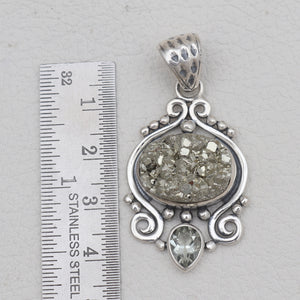 Pyrite Druzy & Green Amethyst Designer Pendants