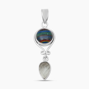 925 Sterling Sliver Rainbow Calsilica Pendants