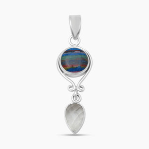 925 Sterling Sliver Rainbow Calsilica Pendants