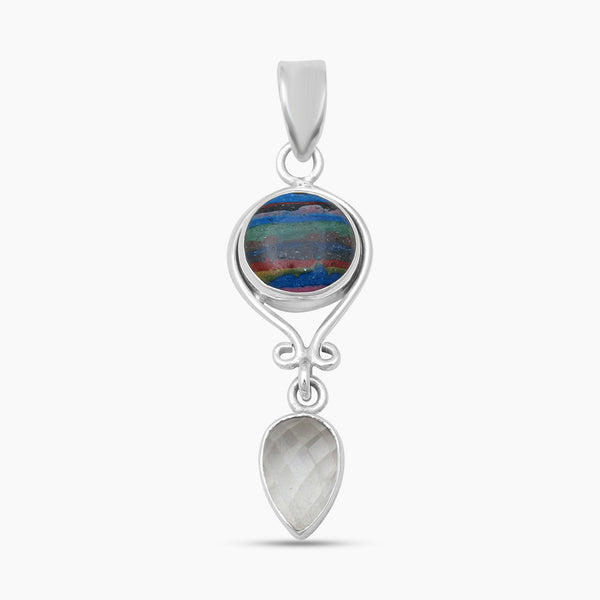925 Sterling Sliver Rainbow Calsilica Pendants