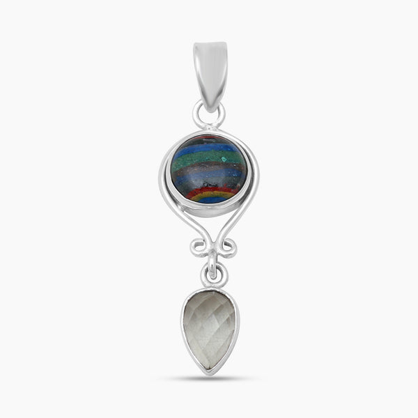 925 Sterling Sliver Rainbow Calsilica Pendants