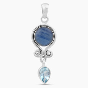 925 Sterling Silver Blue Topaz Pendants