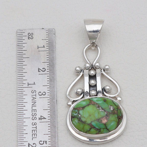 Green Copper Turquoise Silver Pendants