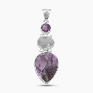 Amethyst Crystal Quartz Silver Pendants