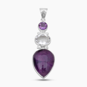 Amethyst Crystal Quartz Silver Pendants