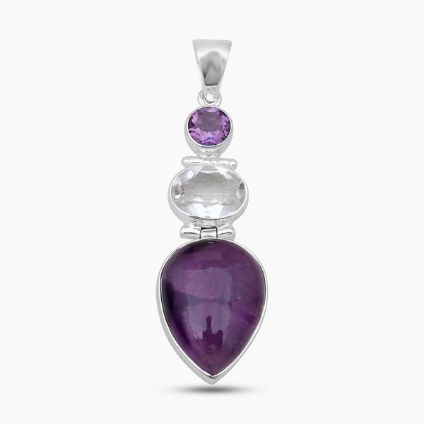 Amethyst Crystal Quartz Silver Pendants