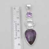 Amethyst Crystal Quartz Silver Pendants