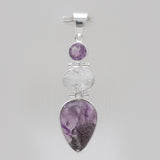 Amethyst Crystal Quartz Silver Pendants