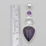 Amethyst Crystal Quartz Silver Pendants