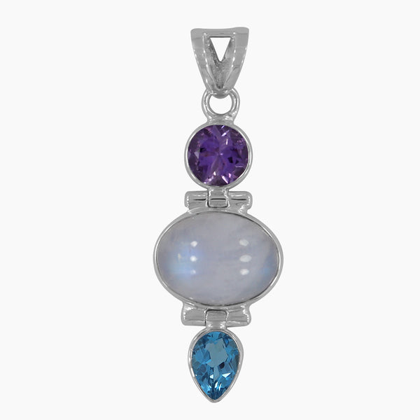 Rainbow Moonstone Silver Pendants
