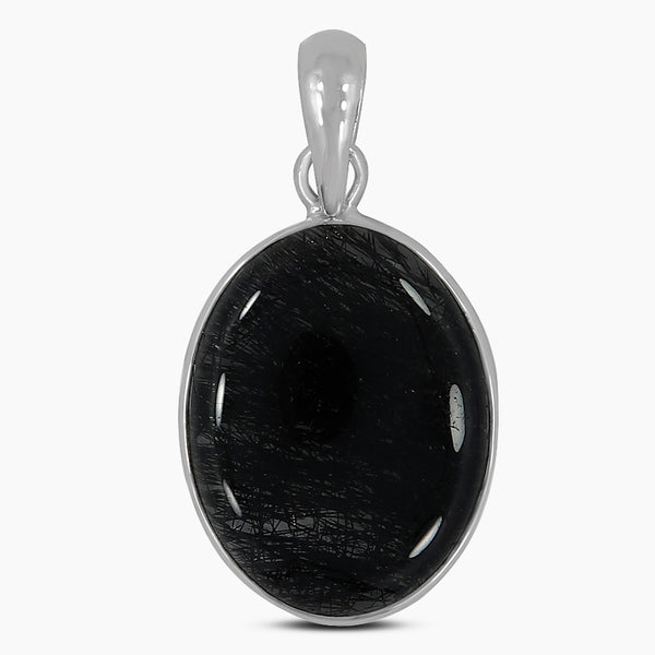 Black Rutilated Quartz Silver Pendants