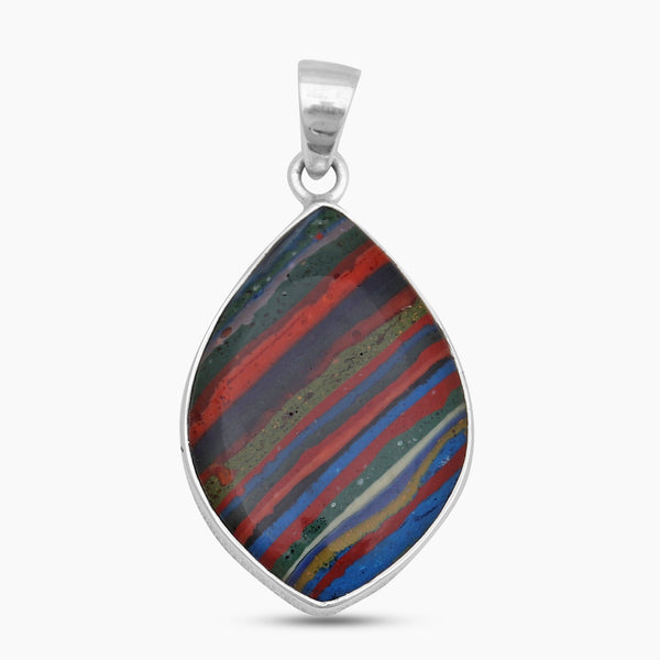 925 Sterling Silver Rainbow Calsilica Pendants