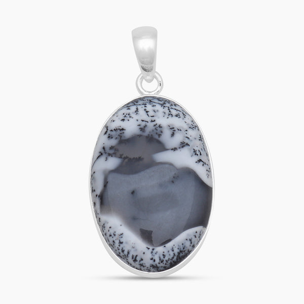 Natural Dendritic Opal Silver Pendants