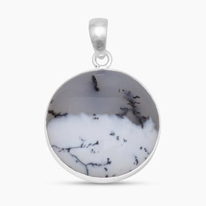 Natural Dendritic Opal Silver Pendants