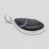 Black Banded Agate Silver Pendants