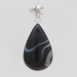Black Banded Agate Silver Pendants